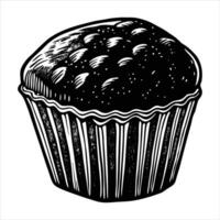 A cupcake with a strawberry on top vector