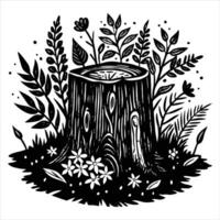 Tree Stump With Leave vector