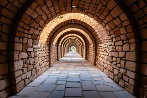 Diminishing perspective of stone archway creating tunnel effect photo