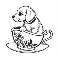 There is a white puppy sitting vector