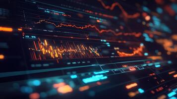 A Close-Up of a Digital Screen Displaying Financial Data with Vivid Red and Orange Lines photo