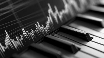 Black and White Piano Keys with Soundwave Visualizer photo