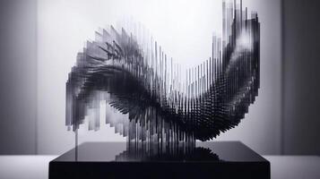 Abstract Black and White Sculpture with Vertical Lines photo