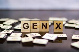 Wooden blocks with letters in the form of the word Generation X photo