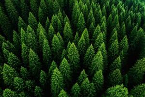 Evergreen coniferous forest canopy creating stunning green texture photo