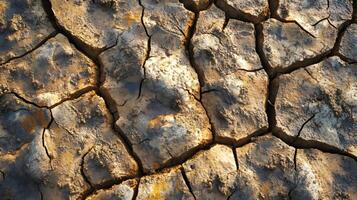 Cracked mud texture from drought forming abstract shapes photo