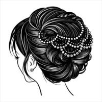 Silhouette of a profile of a sweet lady vector