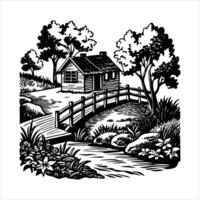 sketch of a house with vector