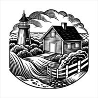 Lighthouse and Farm vector