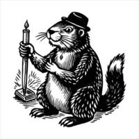 A drawing of a rat with a top hat and a suit vector