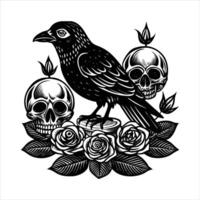 Gothic Crow Skull vector