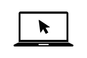 Mouse Click on Laptop Screen, laptop click icon, computer click symbol, clickable laptop icon, mouse cursor on screen vector
