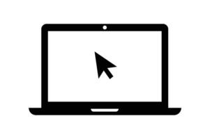 Mouse Pointer Clicking on Laptop, laptop click icon, computer click symbol, clickable laptop icon, mouse cursor on screen vector