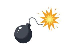 Cartoon Bomb with Sparkling Fuse, cartoon bomb, burning wick, bomb with sparks, wick on fire vector