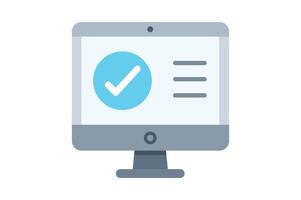 Digital Approval Checkmark on Desktop, computer check mark icon, approval check mark, verified check icon, PC verification vector
