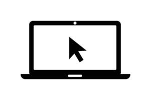 Laptop Icon with Cursor Click, laptop click icon, computer click symbol, clickable laptop icon, mouse cursor on screen vector