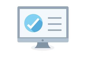 Computer Screen with Check Mark Icon, computer check mark icon, approval check mark, verified check icon, PC verification vector