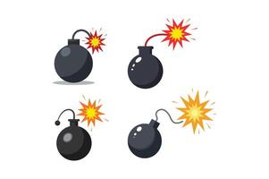 Cartoon Bomb Icon Sets with Flaming Fuse, cartoon bomb, burning wick, bomb with sparks, wick on fire vector