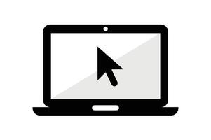 Laptop Screen with Clicking Cursor, laptop click icon, computer click symbol, clickable laptop icon, mouse cursor on screen vector