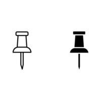 Push pin line icon set vector