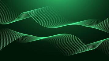Abstract shining wave lines on dark green background. Dynamic wave pattern. Futuristic technology concept vector