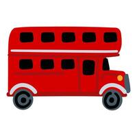 English red double-decker bus side view cartoon style. Bright color illustration isolated on a white background vector