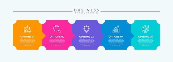 Design template for infographic labels with icons and 5 options or step vector