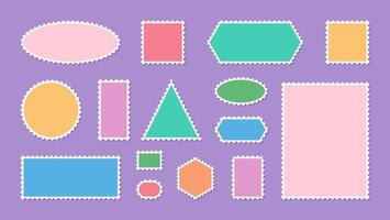 Postage stamp templates set. Mockup with jagged wavy edges. vector