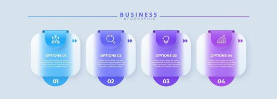 Infographic labels with icons and 4 options or steps. Suitable for process diagrams, presentations, workflow layouts, banners, flow charts, and infographics. vector