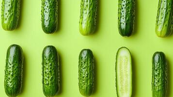 A creative and fresh arrangement of cucumbers for national cucumber month photo