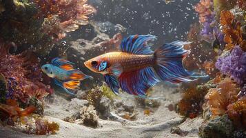 A mesmerizing fish gliding gracefully in a crystal-clear aquarium environment photo