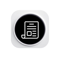 A white button with a document icon on it flat png