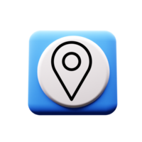 A blue and white icon with a map pointer flat png
