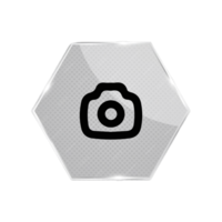 A camera icon on a hexagon button png