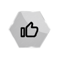 A thumb up icon on a hexagonal button flat png