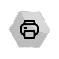 Printer icon on a hexagon button png