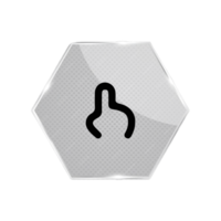 A flat and white button with a hand pointing up flat png