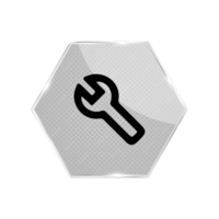 A wrench icon on a hexagon button flat png