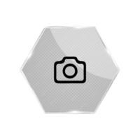 A camera icon on a hexagon button flat png
