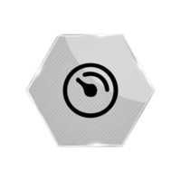 A flat and white icon of a speedometer png