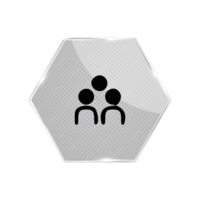 A hexagon button with a group of people on it png