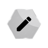 A flat pen icon on a hexagonal button flat png