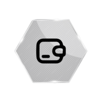 Wallet icon flat and white hexagon button flat png