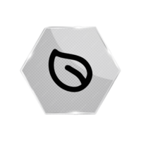 A hexagonal button with a leaf on it flat png