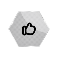 A thumb up icon on a hexagonal button png