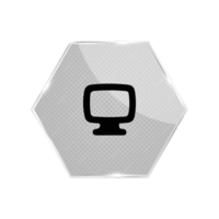 A computer monitor icon on a hexagonal button flat png