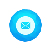 A blue envelope icon on a flat shape flat png