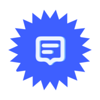 A blue starburst icon with a speech bubble png