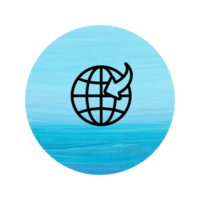 A blue circle with a globe and arrow pointing to it png