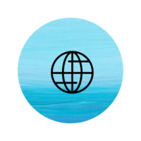 A blue and white globe with a black outline png